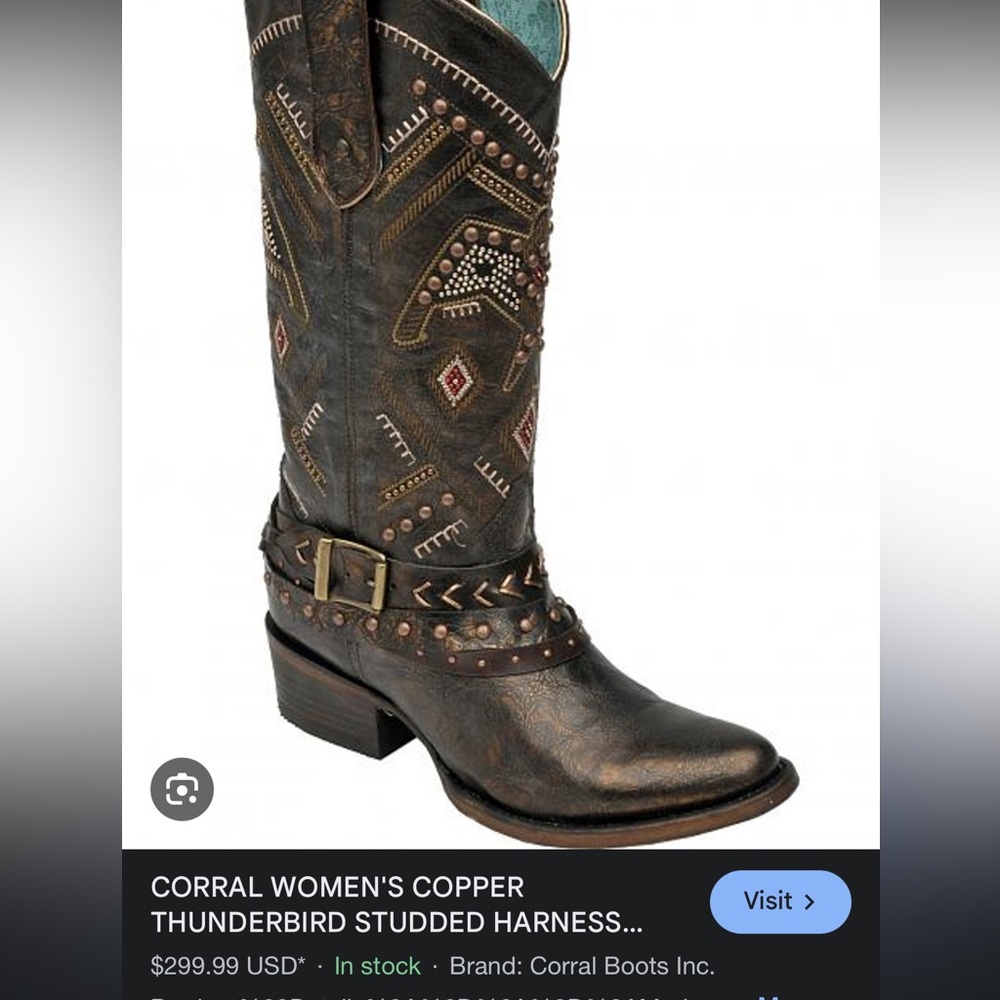 Corral Thunderbird Copper Women's Studded Western Boots 7.5
